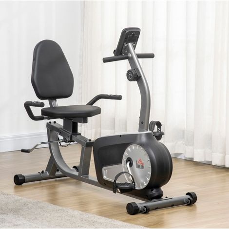 Bicicletta da allenamento semi-recumbent a 8 resistenze, display LCD, nero/grigio OKMYHOME (1/5)
