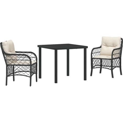 Maison Exclusive - Conjunto de Comedor de Jardín 3 uds. Negro rat (1/5)