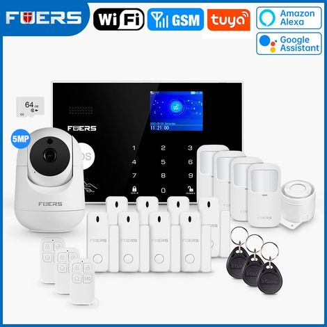 (Pack 11) Système d'alarme de sécurité domestique sans fil Wi-Fi GSM, compatible avec le contrôle via application. (1/5)