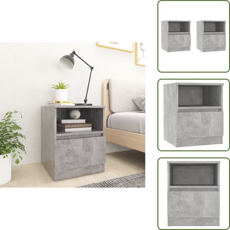 Tables de chevet 2 pcs Gris béton 40x40x50 cm Aggloméré - Table De Chevet - Meuble De Chambre - Table Nuit - Rangement - Tiroir (1/5)