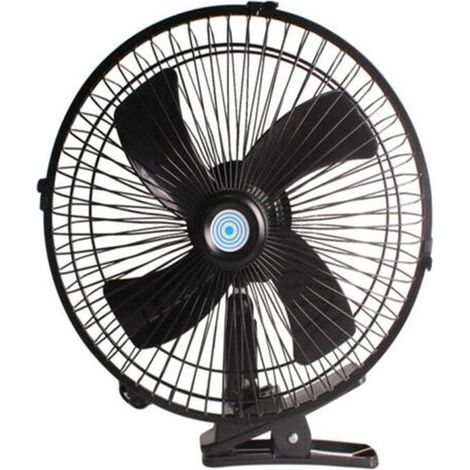 10" 12V Oscillating Car Fan, Clip-on, Rotating, Quiet and Breathable, for Trucks and Motorhomes (1/5)