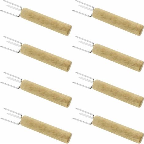 Ensemble de 8 fourchettes à épis de maïs en acier inoxydable à 3 dents, idéales pour la cuisson, les grillades et autres aliments. - AquaForge (1/5)