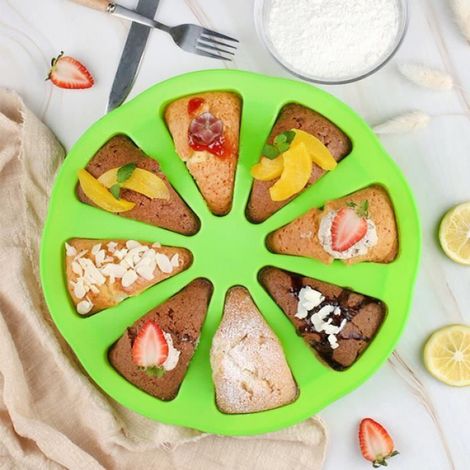 Moule de cuisson en silicone, moule à gâteau triangulaire bricolage moule à tranche de pizza à 8 cavités, utilisé pour les outils (1/4)