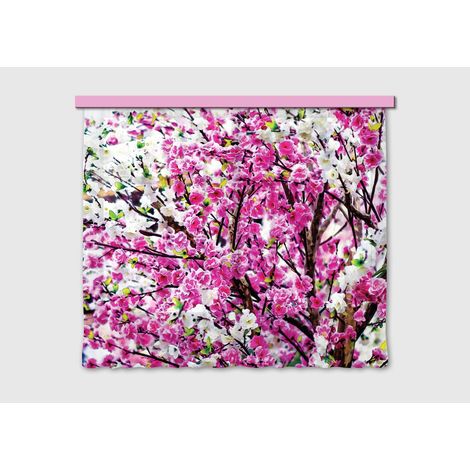 Flowers, rideau imprimés fleurs fushia et roses 180x160 cm, 2 pièces (1/5)