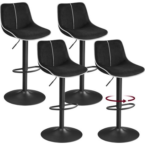 Lot de 4 Tabourets de Bar, Pivotants, Réglables en Hauteur (1/5)