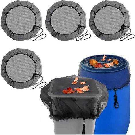 Lot de 4 filets de citerne de pluie de 45 cm - Filet réglable pour citerne de pluie avec élastique - Housse de protection pour citerne de pluie (1/5)