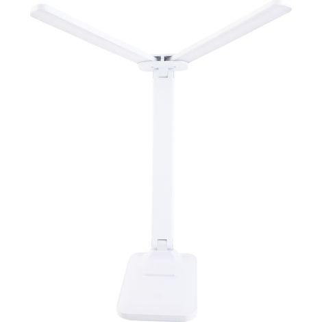 Lampe de bureau double tête rechargeable tactile 3 couleurs dimmable sans à-coups ABS compacte orientable pour lecture et travail (1/5)