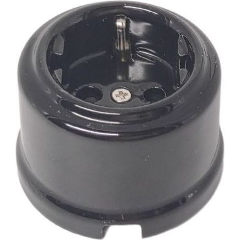 Spina da Superficie in Porcellana Nera 16A 230V
