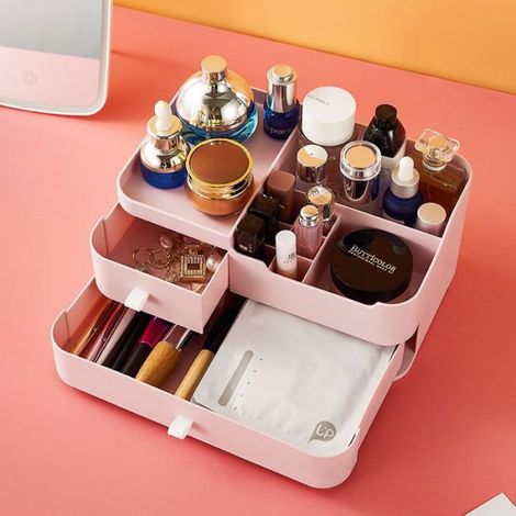 Organisateur Maquillage - Tiroir Acrylique Transparent Rose - Salle De Bain Et Cosmétiques - 1 Pièce (1/4)
