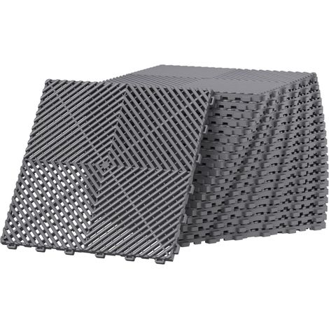 Lot de 20 dalles de sol en polypropylène 40 x 40 cm - Tapis de sol de garage emboîtables - Tapis de drainage pour garage, intérieur extérieur, piscine, capacité de charge : 3200 kg (3,2 m²) (1/5)