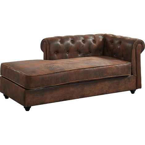 Penisola sinistra chesterfield in microfibra aspetto pelle invecchiata - SHIREL (1/5)