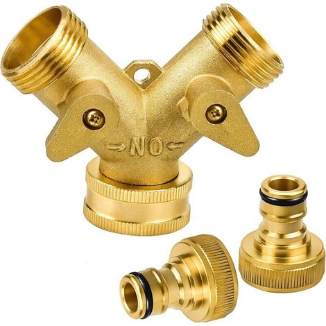 Raccord en Y 2-Voies Y-Distributeur avec raccord Rapide de 3/4" en Laiton pour raccord d'outil d'irrigation (1/5)
