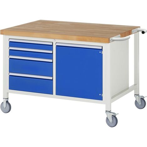 Rau Établi mobile 8470, L1250xP900xH880mm, 4x tiroirs-TA, 1x porte (1/5)