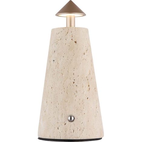 Tischleuchte Leselampe Beistelllampe Travertin Stein Grau LED Touchdimmer H 25cm