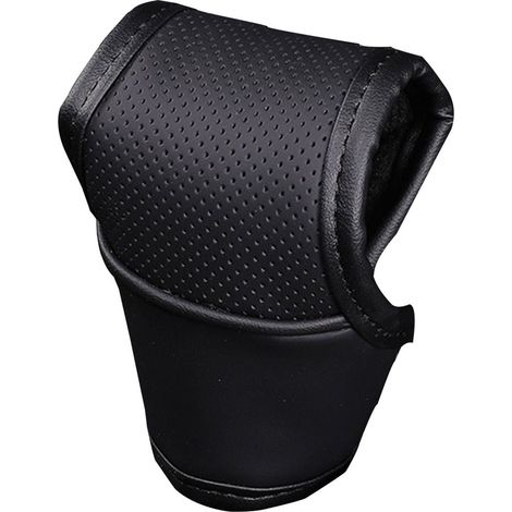 Copertura protettiva universale per pomello del cambio auto con velcro, copertura per giunto sferico per SUV, camion e camper (nera con bordi neri) (1/5)