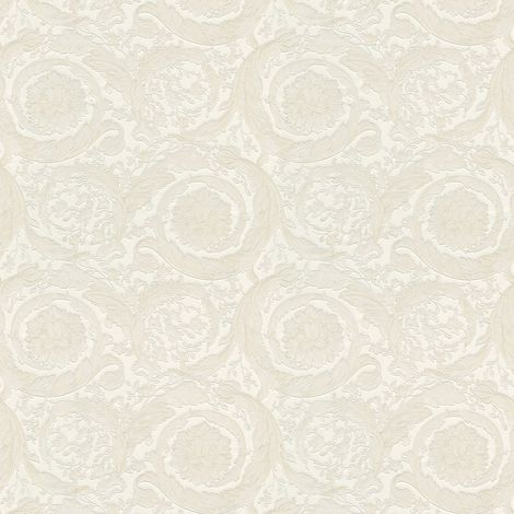 Exclusive luxury wallpaper wall Profhome 935832 non-woven wallpaper textured with floral ornaments shiny cream silver 7.035 m2 (75 ft2)