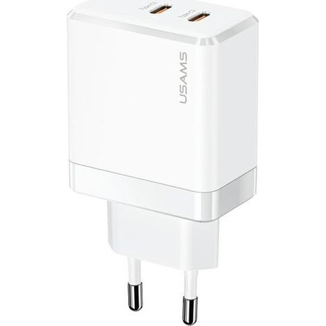 USAMS Ladegerät 2xUSB-C T54 GaN 40W (nur Kopf) PD Schnellladung weiß CC172TC02 (US-CC172) (1/3)