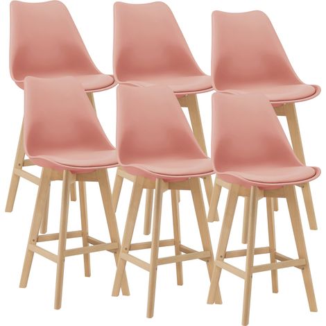 Set di 6 sgabelli da bar in faggio plastica sintetica 105x48x58 cm rosa 030008729