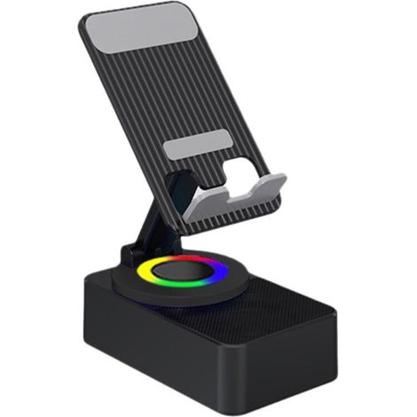 Supporto telefono portatile 3 in 1 rotante e sollevabile supporto telefono portatile con altoparlante nero