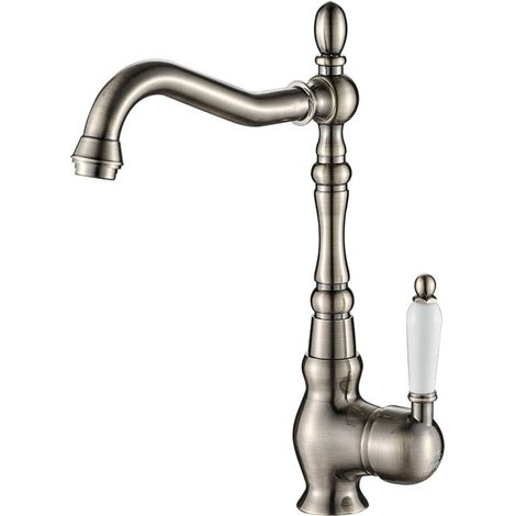 Rubinetto cucina monocomando da appoggio bronzato con bocca a L girevole – aeratore e design elegante (1/4)