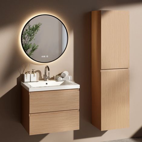 Badezimmermöbel Set Amara – 60 cm – Helle Eiche – Weißes (1/5)