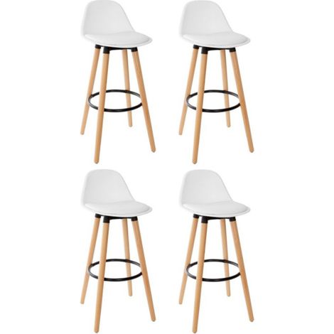 Lot de 4 Chaises de Bar "Maxon" 91cm Blanc (1/3)