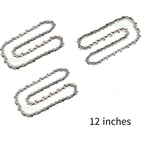Set mit 3 Kettensägenketten für 30 cm (12 Zoll) Führungsschienen, 45 Treibglieder, kompatibel mit Dolmar, Echo, Bosch, Einhell und anderen, von DEBUNS (1/4)