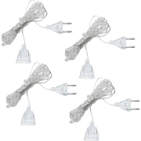 4 Pièces Rallonges Transparentes 3m Câble D'extension d'alimentation Rallonge Extérieure Fil Plat 2 Conducteurs Prise Européenne Câble Fin Transparent pour Lanternes LED Éclairage Décoratif (1/5)
