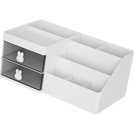 Kosmetik-Organizer mit Schubladen und mehreren Fächern, große Kunststoffbox für Lippenstifte und Schmuck, weiß (1/5)