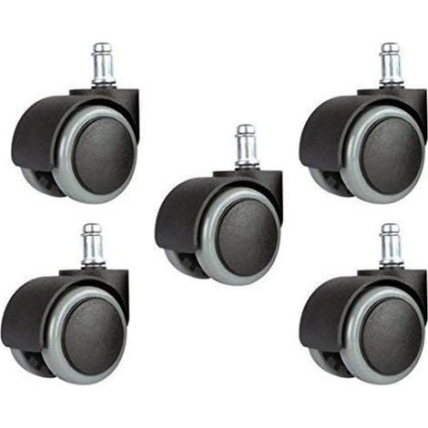 Lot de 5 roues de rechange universelles pour chaise de bureau de 5,1 cm, 11 mm, taille standard – Noir/gris (1/5)