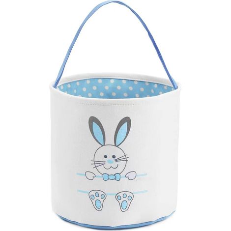 Sac panier de Pâques pour enfants, panier/sac à œufs, joli seau imprimé lapin, peut contenir des œufs de Pâques, des bonbons, des cadeaux (bleu).bleu (1/5)