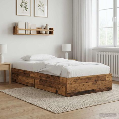 Cadre de lit avec rangement avec tiroir Bois ancien 80 x 200 cm (1/5)