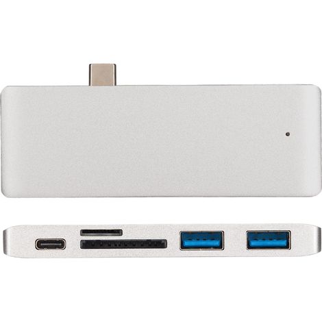Hub USB C 5 en 1 Portable avec Charge Rapide PD, Adaptateur Multiport pour MacBook et Tablette, Argent (1/5)