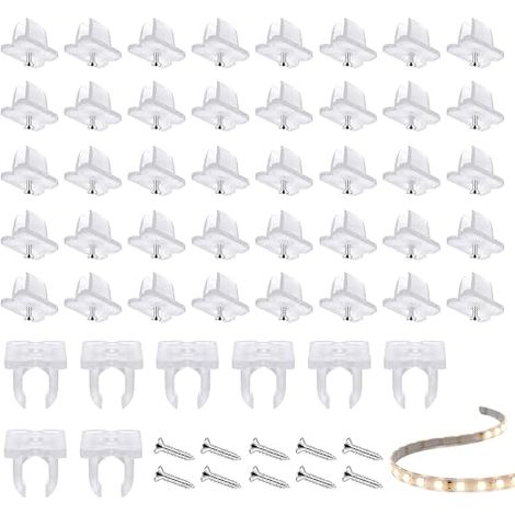 50 Pcs LED Strip Mounting Clips - Compatible with 5mm to 6mm Silicone LED Strips with Fixing Screws Translucent for Invisible Installation of Your Light Strips (1/5)