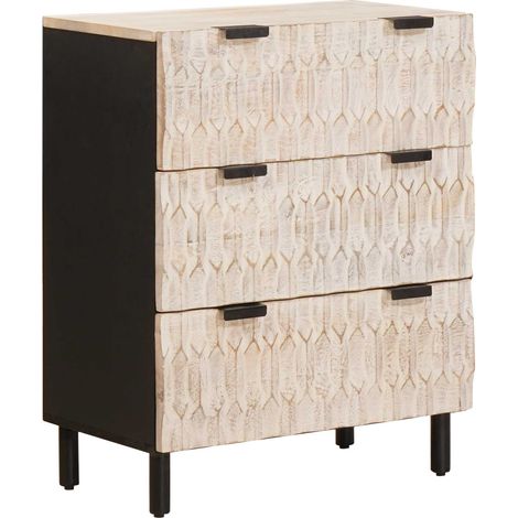 vidaXL  Sideboard  White Wash Finish 60 x 33 x 75 cm Solid Mango Wood