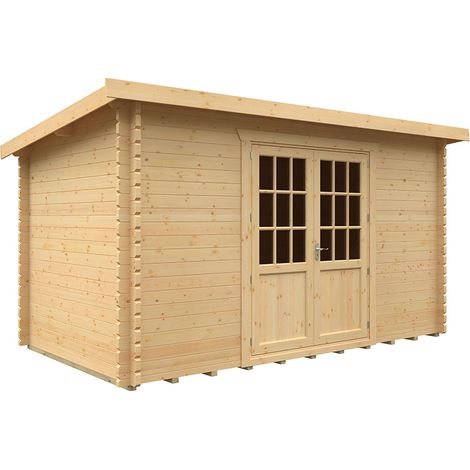14x8w The Kingsley Plus 44mm Cabin - L415 x W235 x H232.8 cm - Solid Wood/Softwood/Pine - Natural