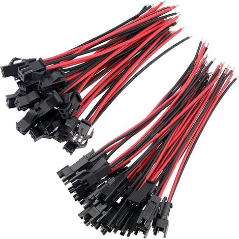 25 Pairs 2Pin Plug Male to Female EL Câble Adaptateur Connecteur de Câble, Connector 2 Pin Adaptateur de Connecteur Mâle et Femelle avec Câble de Électrique de 100 mm (1/5)