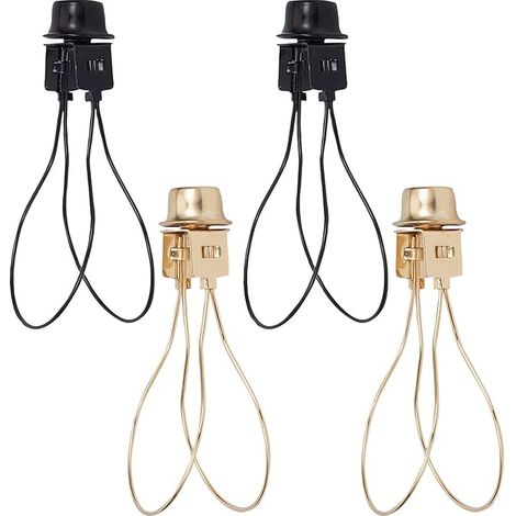 Support D'Abat-Jour Ampoule Clip Adaptateur Noir Doré Abat-Jour Harpe Support Adaptateur Kit avec Abat-Jour Embouts de Fixation et Abat-Jour Niveleur Pince à Ressort pour Ampoule (1/5)