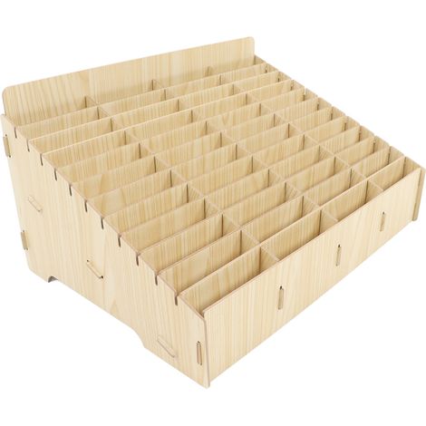 Aufbewahrungsbox aus Holz mit 48 Fächern, stabiler Handy-Ständer aus Kunstholz, Schreibtisch-Organizer für mehrere Handys für die Schule (1/5)