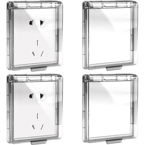 (noir)Caches prises, Lot de 4 cache interrupteurs, cache prises, protecteurs de prises étanches autocollants ultra minces pour salle de bain maison et extérieur (1/5)