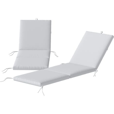 Lot de 2 coussins de bain de soleil avec 5 sangles et poignée intégrée, pour la plage, le balcon ou le jardin, 182 x 53 x 6 cm, gris clair