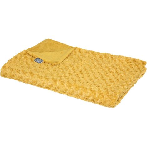 Plaid bouclette in finta pelliccia giallo senape 120x160cm - Atmosphera créateur d'intérieur (1/4)