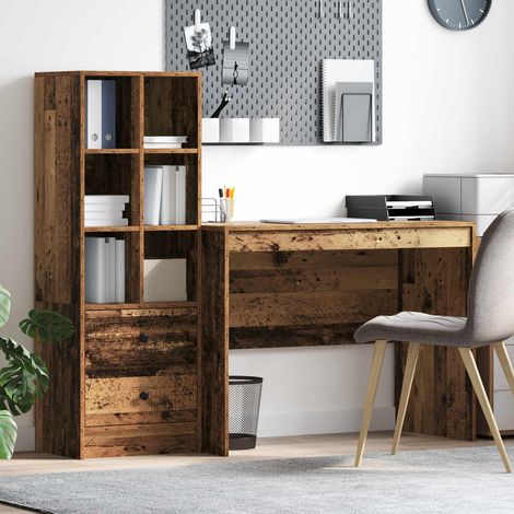 Escritorio con almacenamiento con cajón 2 pcs Madera Vieja