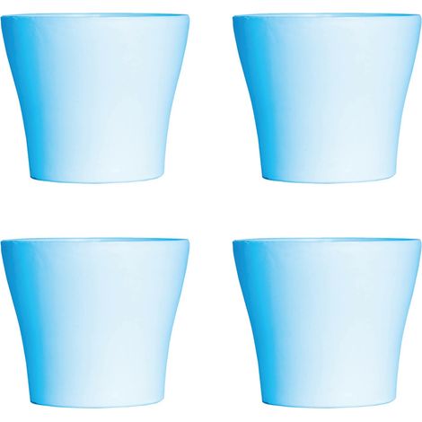 Lot de 4 Pots à Fleurs en Plastique Bleu Avec Cache-Pot GH629BL St Helens Home and Garden - 20 Cm x 14.5 Cm