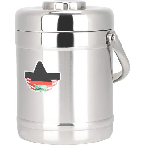 Vakuum-Lunchbox, Warmhaltebehälter aus Edelstahl, 1,8 l doppelwandiger, isolierter Speisebehälter mit 3-stufigen Trennschalen und Besteck für unterwegs (1/5)