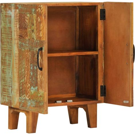 Buffet Moderne - Meuble de rangement sculpté à la main 55x30x75 cm bois massif récupération fr15645 (1/5)