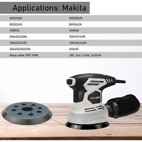 125-mm-Schleifteller von Makita, 8-Loch-Schleifscheibe, 5-Zoll-Schleifteller von Makita (schwarz) (1/2)