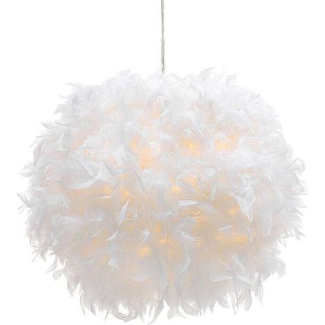 30CM Lustre D'Intérieur Moderne Suspension Luminaire En Plumes Blanches Pures E27 Lampe À Suspension Romantique Nordique (1/4)