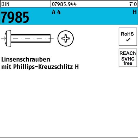 DIN 7985/ISO 7045 Linsenschraube VG M4x20 Edelstahl A4 blank PH 1000 Stk