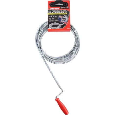 Dekton 3m Drain Waste Pipe Sink Cleaner Unblocker Spring Rod Toilet Plug